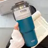 Taza de café de acero inoxidable, taza térmica, taza grande con popote, vaso de agua de aspecto elegante para niñas, vaso para hielo que mantiene el frío para hombres