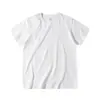 Camiseta Branca de Algodão de Xinjiang 270g Manga Curta Largura do Ombro Solta Manga Curta Pesada Solta Gola Redonda Japonesa Cor Sólida Algodão Masculino