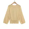 2025 Verano Nuevo Moda Callejera Europea y Americana para Mujer Top de Punto con Manga de Farol W027 9908