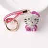 Colgante de bolso de gatito con incrustaciones de diamantes de dibujos animados, llavero de coche superbrillante con diamantes de arcilla, regalo pequeño para máquina de cápsulas al por mayor