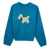 Tejido polar ártico, suéter azul, top de punto casual y elegante para otoño/invierno, nuevo diseño con un lindo motivo de perro