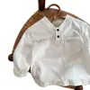 Camiseta Informal de Manga Larga con Botones para Niños Camisa Polo para Niños Otoño Nueva Moda Camiseta Básica para Niños y Niños de Edad Media