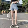 Moda Retro Casual Shorts Jeans Feminino 2026 Verão Novo Cintura Alta Emagrecimento Letra Perna Larga Hot Pants Tendência Ins