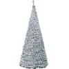 Árbol de Navidad plegable transfronterizo, decoraciones navideñas, árbol telescópico flocado cifrado LED iluminado, venta al por mayor del fabricante