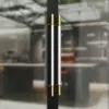 Manija de Puerta de Cuero Moderna de Alta Gama Manija de Puerta de Vidrio Sin Marco de Doble Apertura para Salón de Banquetes de Hotel Acero Inoxidable Lista para Usar