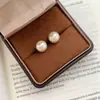Aretes de Perla Caramel Macchiato, Mismo Estilo que Fever, Aguja de Plata 999 Swarovski, Aretes de Personalidad Vintage, Diseño de Nicho de Alta Gama