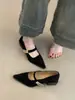 Zapatos de Mujer Chuyuji Estilo Retro Francés Punta Fina Mary Jane Bajos 2026 Modelo Nuevo Correa Única Tacón Medio Elegante para Mujer