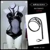 Corset Lingerie Erótica com Tema Floral Espelho PVC Body Aberto na Virilha Couro PU Preto Patente Brilhante Traje A509