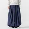 Pantalones casuales gruesos de pana retro estilo japonés bordados, corte holgado, talla grande, pantalones de pierna recta y ancha, pantalones largos para hombre estilo chino