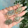 Pingente de Cadeado Nuvem Buda Guanyin de Jade Hetian Natural, Pingente de Jade Feijão das Quatro Estações de Jade Hetian Estilo Tradicional