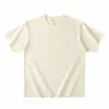 Camiseta Masculina e Feminina Algodão Pesado 380g Gola Pequena Manga Curta Vintage Solta Branca Camada Base Verão