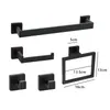 Juego de 5 Piezas de Accesorios de Baño Modernos Minimalistas de Acero Inoxidable 304 Negro Mate, Juego de Accesorios de Baño con Instalación en Agujero