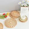 Simples Tecido Placemat Imitação Rattan Plástico Redondo Isolado Térmico Placemat Flushable Doméstico Cozinha Vime Mesa De Jantar Prato Mat