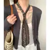 Bufanda de Seda Fina Floral Estilo Artístico Vintage para Mujer, Nueva Tendencia de Bufanda Larga de Cinta para el Cuello Primavera/Verano de Gama Alta