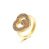 Joyería de mano simple japonesa y coreana de acero de titanio nuevo, anillo de oro de 18 quilates chapado en diamantes de amor para mujer de Oriente Medio transfronterizo
