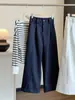 Pantalones de pierna ancha estrecha de color puro japonés coreano para mujer, nuevo estilo de otoño, elástico en la espalda, cintura alta, holgados, adelgazantes, versátiles, rectos, casuales