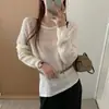 Suéter de punto de ganchillo calado estilo perezoso de manga larga para mujer, nuevo top de suéter de otoño estilo coreano 2026 de corte holgado