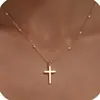 Exquisito Collar de Cruz Europeo y Americano Transfronterizo para Mujer Chapado en Oro de 14K Moda en Capas Colgante de Alta Gama