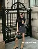 Tienda Nanyou de Shenzhen Traje de Commuter Estilo Coreano Falda Negra Gris Oscuro con Cinturón Incorporado Falda Corta A-line Petite