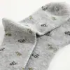 Meias Florais Pequenas Estilo Coreano, Meias Femininas Sem Costura Anti-Pilling para Outono e Inverno, Meias Largas de Lã Florais para Chinelos Birkenstock