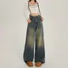 Jeans de pierna ancha estilo retro americano extralargos para mujeres altas, colección otoño 2026, estilo callejero, pantalones rectos de largo hasta el suelo