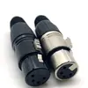 Conector XLR Hembra Suizo de 4 Pines con Cola de Goma Negra, Adecuado para Micrófonos, Consolas de Mezcla y Amplificadores