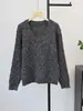 Outono/Inverno 2026 Novo Suéter Top de Tricô Vintage com Gola V, Lantejoulas, Estilo Coreano, Pulôver Solto Versátil para Mulheres