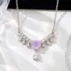 Collar con incrustaciones de diamantes, espigas de trigo, flores, gotas de agua, accesorios de collar para mujer, estilo popular, circonita cúbica microincrustada, moda de nicho, collar de acero de titanio para mujer