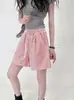 Suministro Exclusivo Transfronterizo de Pantalones Cortos de Mujer de Venta Caliente Verano 2026, Pantalones Cortos Cómodos de Línea A Burbuja Arrugados con Cordón y Rayas Verticales