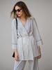 Exportación Transfronteriza Ropa de Mujer Verano 2025 Estilo Europeo y Americano Estilo Kimono Chaqueta de Color Contrastante + Traje de Pantalones Casual para Mujer B88853/4