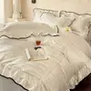 Juego de ropa de cama de cuatro piezas estilo retro francés, color crema, 100% algodón, algodón lavado, nueva colección 2026, para el dormitorio principal