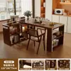 Mesa isla de madera maciza color nogal 2025 nueva mesa de bar integrada para sala de estar mesa de té mesa central multifuncional retráctil