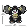 Parches bordados con temática de fitness, parche táctico de moral con patrón de calavera de animal levantando pesas, parche de decoración para ropa