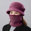 Chapéu Balde Tricotado de Lã de Coelho para Mulheres de Meia-Idade e Idosas para Outono e Inverno, Chapéu de Vovó, Gorro Feminino Forrado com Lã