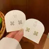Pendientes de Zirconia con Forma de Pera y Trébol de Cuatro Hojas de Lujo Ligero para Mujer, Pendientes de Flor Delicados y Compactos, Joyería Diaria Suave al Uso al por Mayor
