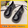 Sapatos Rasos Versáteis Estilo Britânico Branco Bico Redondo Cadarço Estilo Japonês Plataforma Sola Grossa Pequenos Sapatos de Couro para Mulheres 2025 Novo Estilo Primavera e Outono