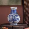 Vaso de cerâmica antigo azul e branco de Jingdezhen pintado à mão para arranjo de flores na sala de estar, ornamentos de coleção, decoração para casa chinesa