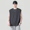 Novo colete branco da moda estilo americano para homens, esportivo de secagem rápida sem mangas de verão, roupas masculinas largas e oversized