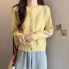 Cardigan de Tricô com Gola Redonda Novo para Outono e Inverno Feminino Estilo Coreano Peça Curta Estilo Pequeno Chanel Suave Elegante Versátil Suéter