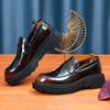 Mocasines para Hombre, Estilo Popular en Línea, Zapatos Casuales de Negocios Slip-On de Cuero Genuino con Suela Gruesa, Antideslizantes, que Aumentan la Altura, Zapatos Formales de Cuero Estilo Británico