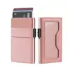 Portatarjetas de Crédito Elástico de Lycra Transfronterizo, Portatarjetas Antirrobo RFID para Documentos de Identidad para Hombres, Estuche Metálico Automático para Tarjetas con Ventana Transparente