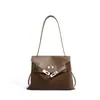 Bolsa Feminina de Grande Capacidade, Nova Bolsa Kelly Retrô, Design de Moda de Nicho, Versátil, Luxo Leve, Bolsa de Ombro de Couro Genuíno