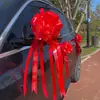 Decoración para coche de boda flor de tirar a mano arreglo para manillar flor de bola boda color de boda flor de tirar con lazo de bola 10 piezas/caja