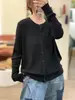 Suéter de Punto Trenzado Nuevo Redondo Otoño/Invierno 2026, Color Sólido, Suave y Acogedor, Manga Larga, Corte Holgado, Tejido Versátil, Cárdigan para Mujer