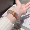 Pulsera de Cristal Natural con Múltiples Piedras y Flores de Resina Amarillas y Rojas, Lujo Ligero y Sensación de Alta Gama, Exclusivamente para Ventas Transfronterizas