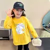 Camiseta versátil de algodón puro para niñas, con cuello redondo y manga larga, nueva para primavera y otoño, estilo coreano, casual, corte holgado, camiseta básica para niños mayores