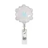 Porta credencial retráctil de acrílico con copo de nieve de Navidad brillante, porta credencial de identificación giratorio y extensible, porta credencial para personal médico, clip para credencial