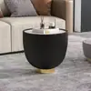Mesa de centro redonda de pizarra, lujo ligero estilo italiano moderno, adecuada para apartamentos pequeños, diseño de sala de estar simple, modelo popular en línea, combinación creativa