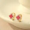 Pendientes de plata de ley S925 con diseño hueco de trébol de cuatro hojas para mujer, pendientes elegantes de concha colorida de alta gama