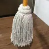 Mopa de Madera Doméstica Antigua al por Mayor Cabeza Redonda Hilo de Algodón Blanco Ampliada Engrosada Absorción de Agua Cocina Hecha a Mano Exterior